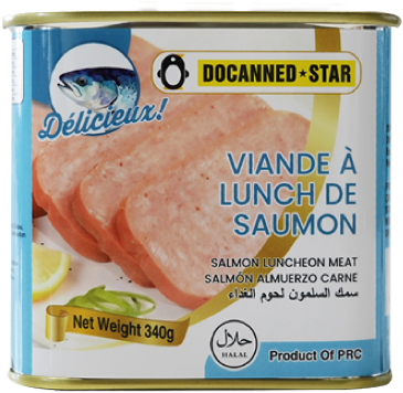Luncheon meat halal de pescado en conserva, 340g