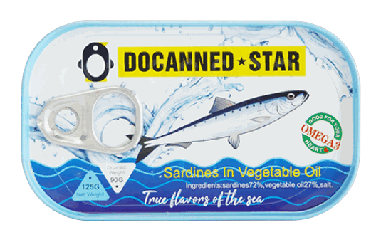 Canned sardines in vegetable oil, 125g club can