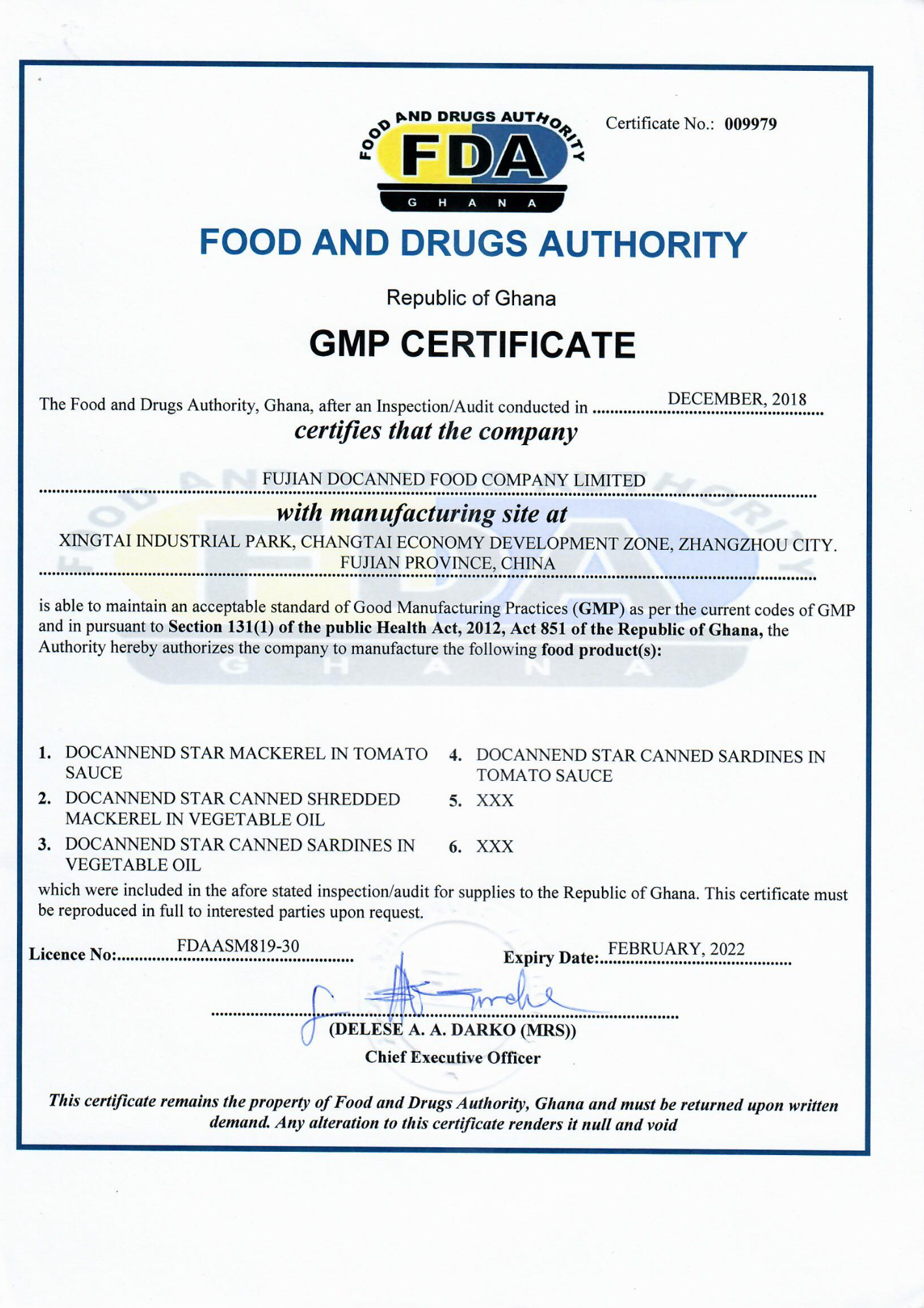 GMP certificate
